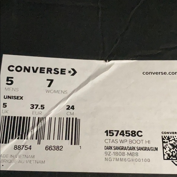 Converse Ctas WP Boot HI Dark Sangria W AUTHENTIC - Picture 8 of 9